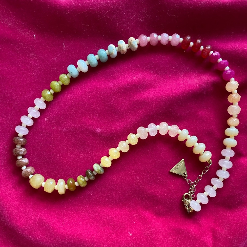 Anthropologie Rainbow Stone Necklace in SAND